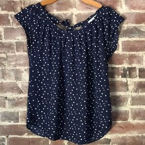 Navy  Polka Dot Sleeveless Blouse
